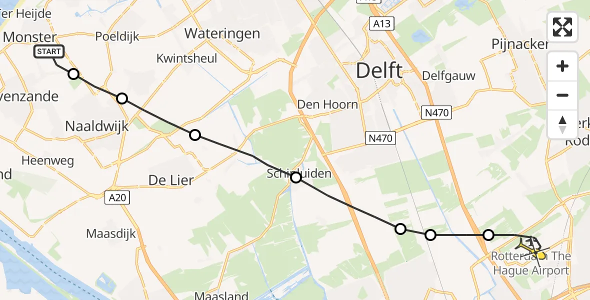 Routekaart van de vlucht: Lifeliner 2 naar Rotterdam The Hague Airport