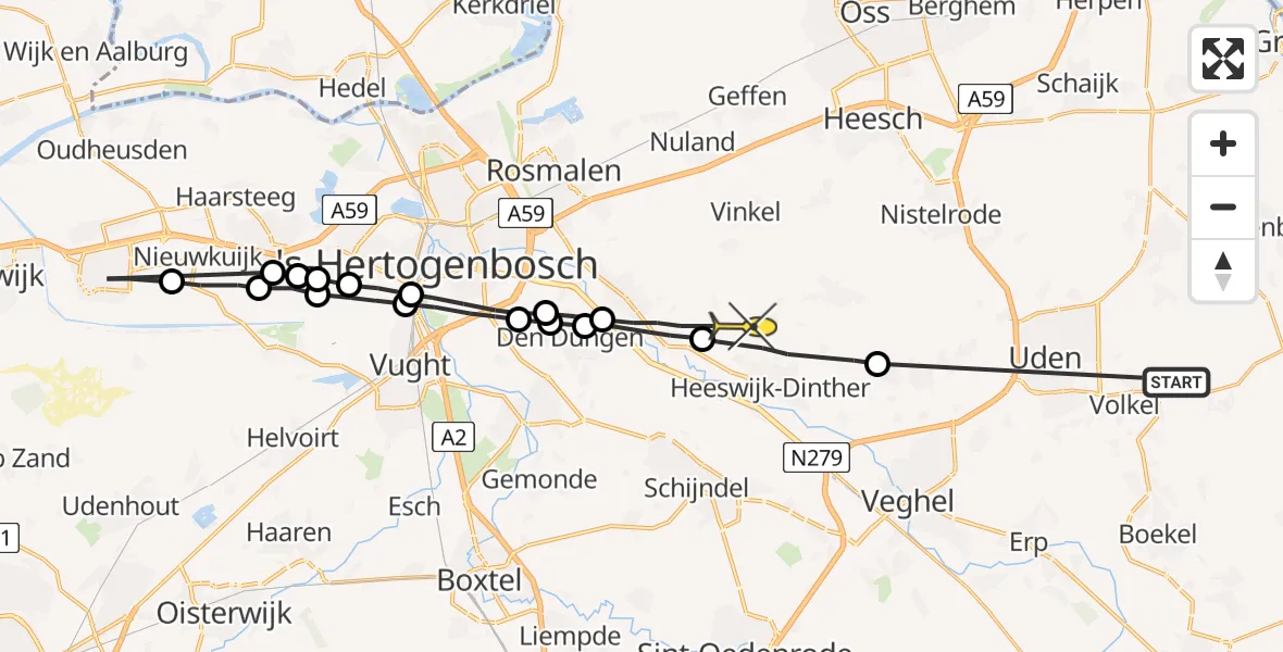 Routekaart van de vlucht: Lifeliner 3 naar Heeswijk-Dinther