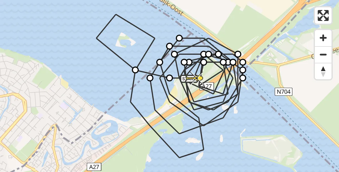 Routekaart van de vlucht: Politieheli naar Blaricum