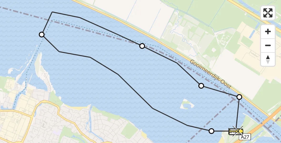 Routekaart van de vlucht: Politieheli naar Blaricum