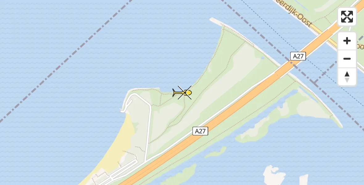 Routekaart van de vlucht: Politiehelikopter naar Blaricum