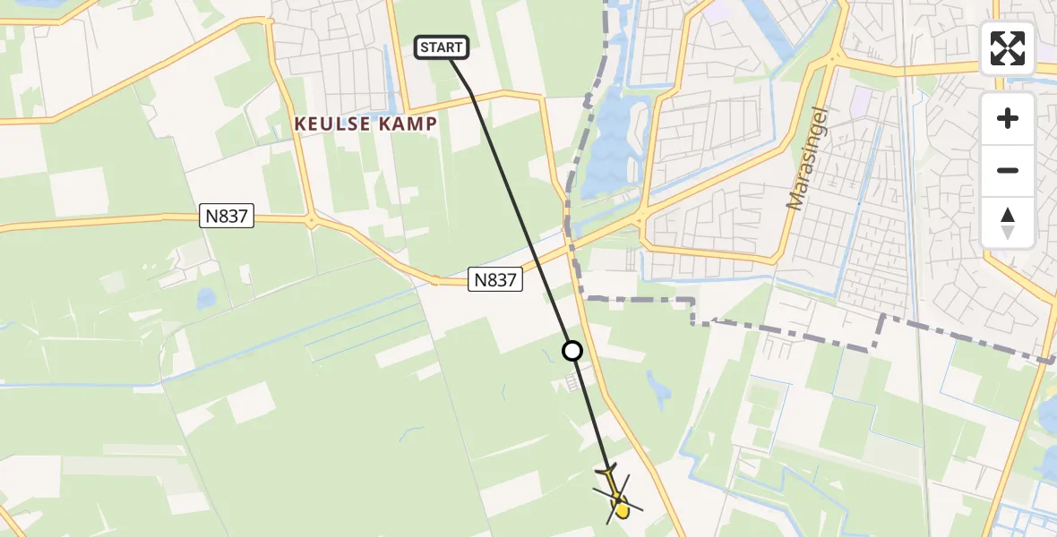 Routekaart van de vlucht: Lifeliner 3 naar Elst