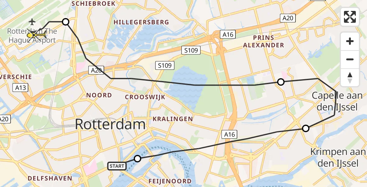 Routekaart van de vlucht: Lifeliner 2 naar Rotterdam The Hague Airport