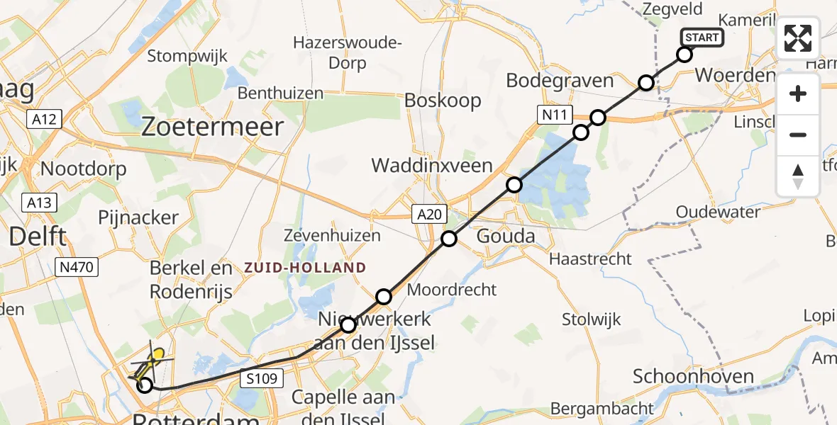 Routekaart van de vlucht: Lifeliner 2 naar Rotterdam The Hague Airport