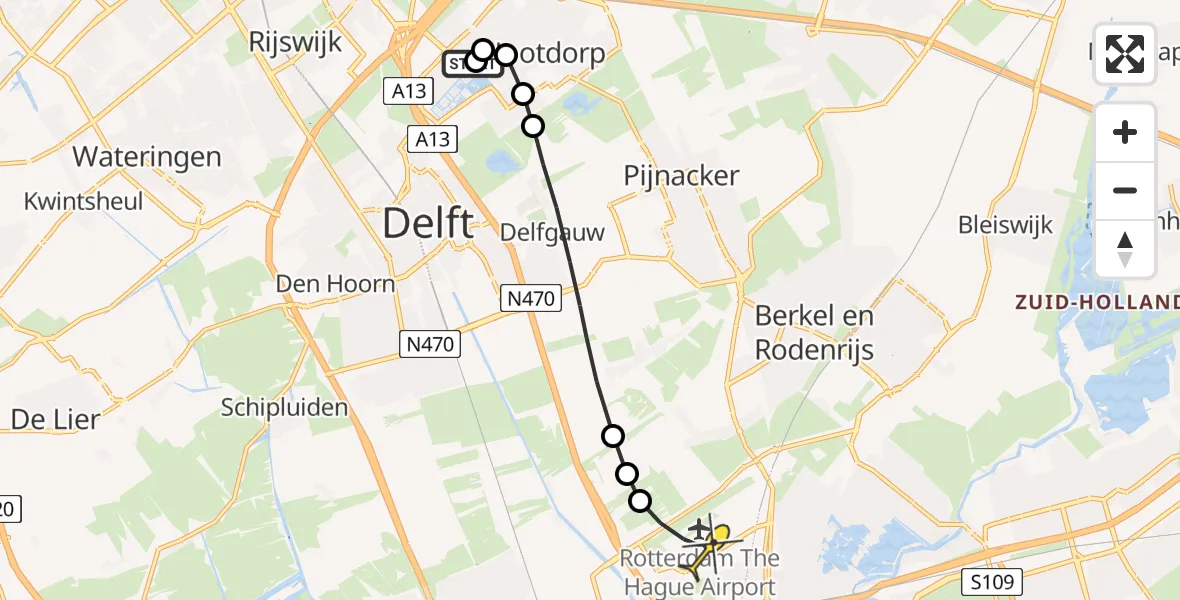 Routekaart van de vlucht: Lifeliner 2 naar Rotterdam The Hague Airport