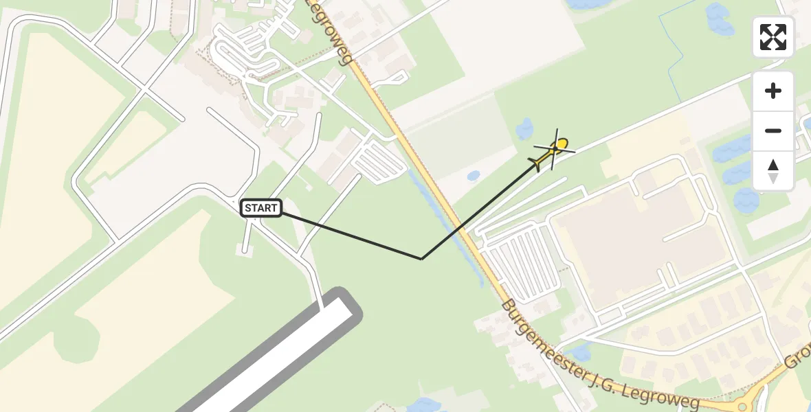 Routekaart van de vlucht: Traumahelikopter naar Groningen Airport Eelde