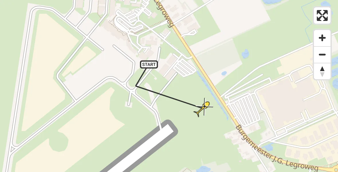 Routekaart van de vlucht: Traumahelikopter naar Groningen Airport Eelde