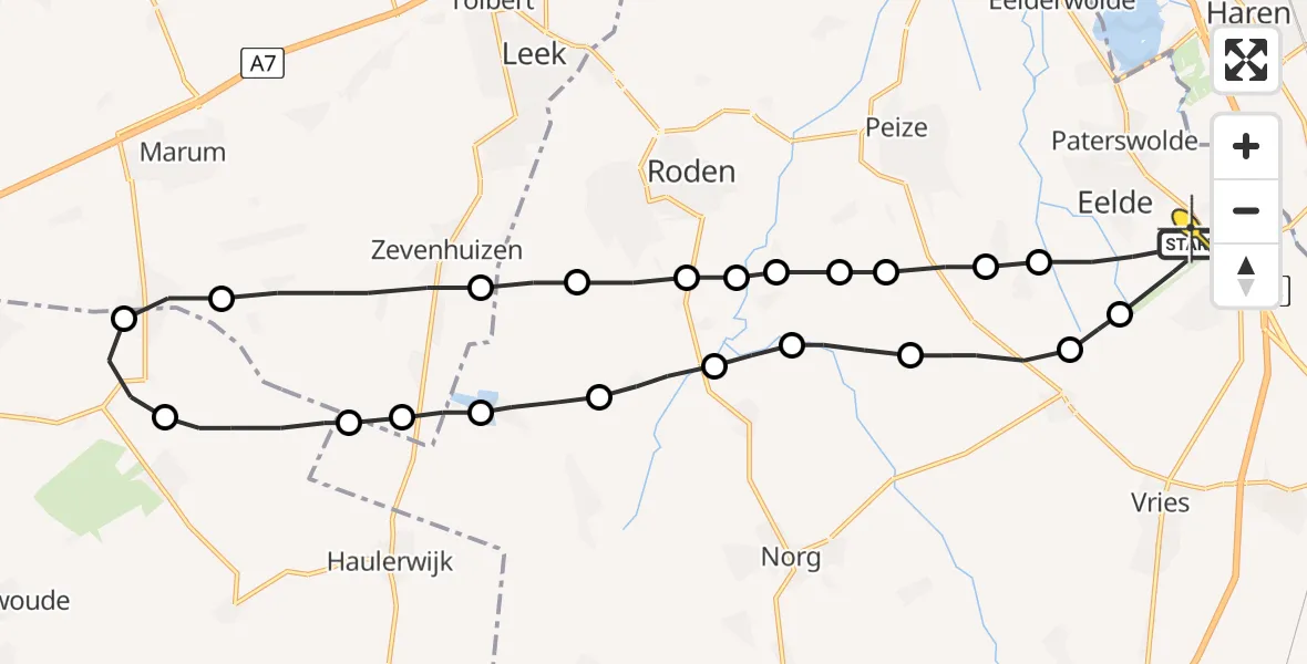 Routekaart van de vlucht: Lifeliner 4 naar Groningen Airport Eelde