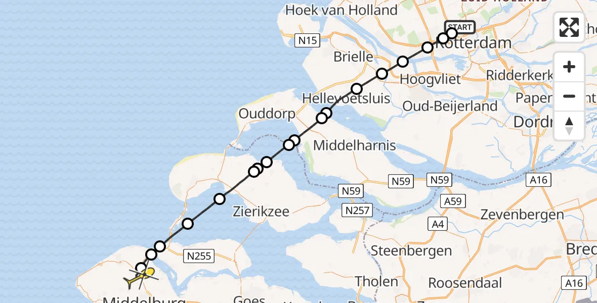 Routekaart van de vlucht: Lifeliner 2 naar Serooskerke