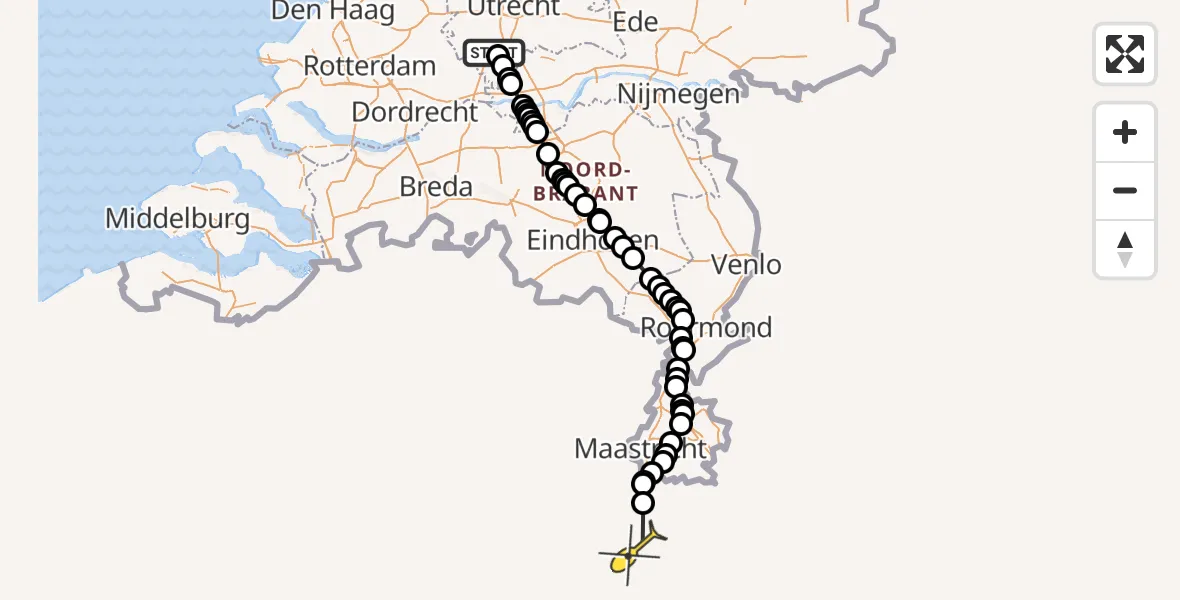 Routekaart van de vlucht: Politieheli naar 