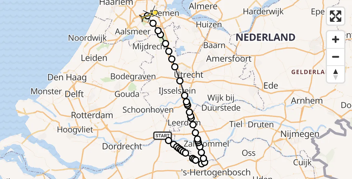 Routekaart van de vlucht: Lifeliner 1 naar VU Medisch Centrum Amsterdam