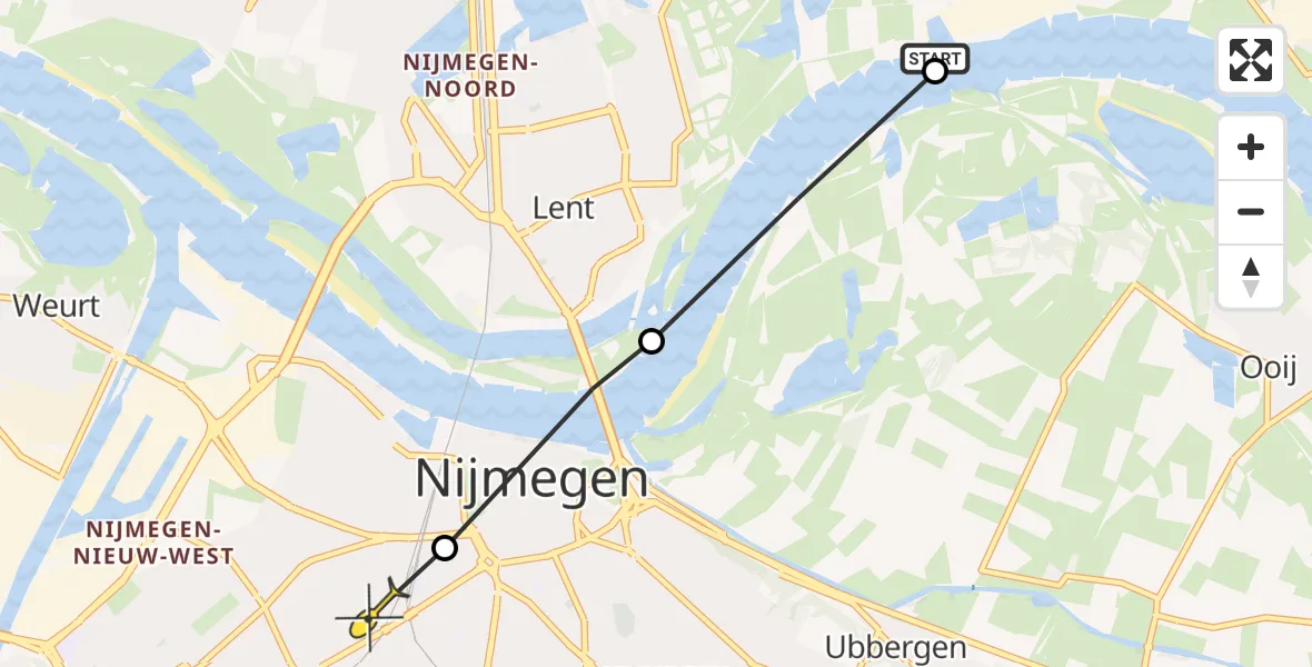 Routekaart van de vlucht: Lifeliner 3 naar Nijmegen