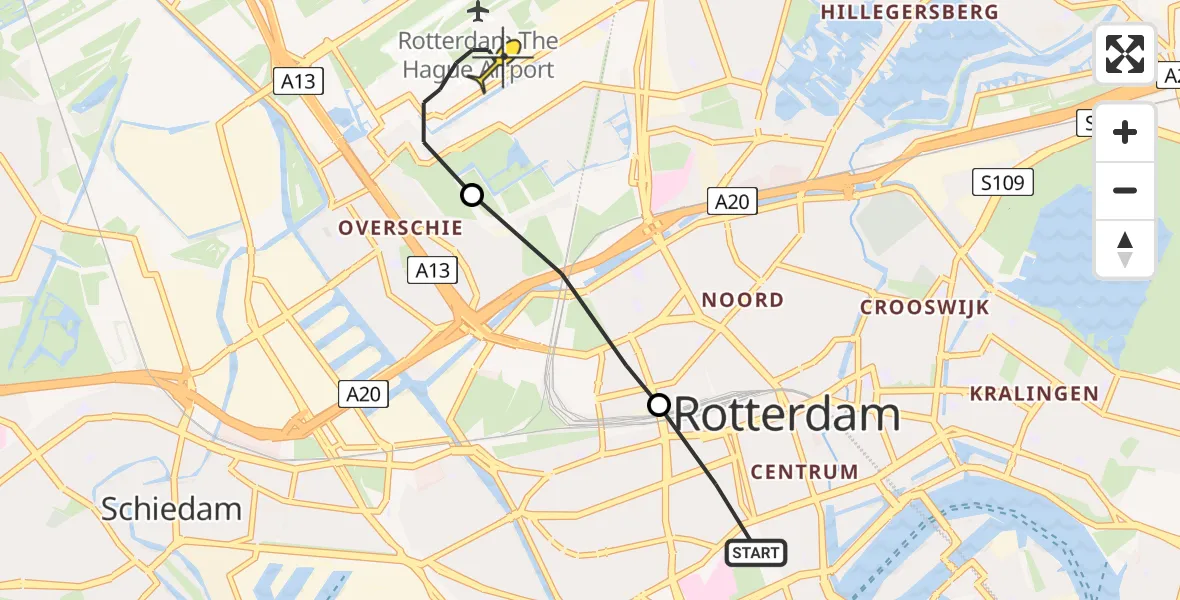 Routekaart van de vlucht: Lifeliner 2 naar Rotterdam The Hague Airport