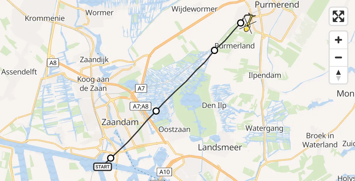 Routekaart van de vlucht: Lifeliner 1 naar Purmerend