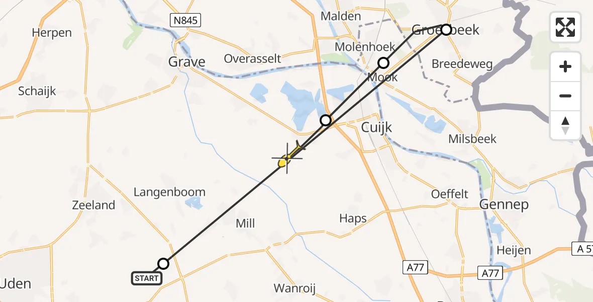 Routekaart van de vlucht: Lifeliner 3 naar Beers NB