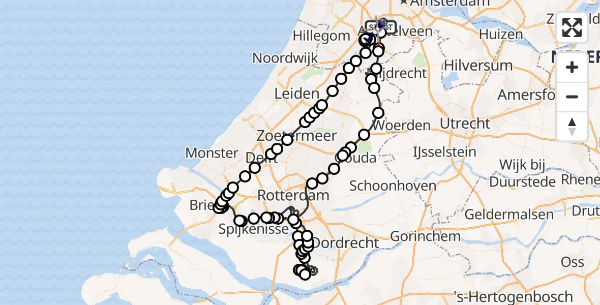 Vluchtroute Politiehelikopter van Schiphol naar Schiphol