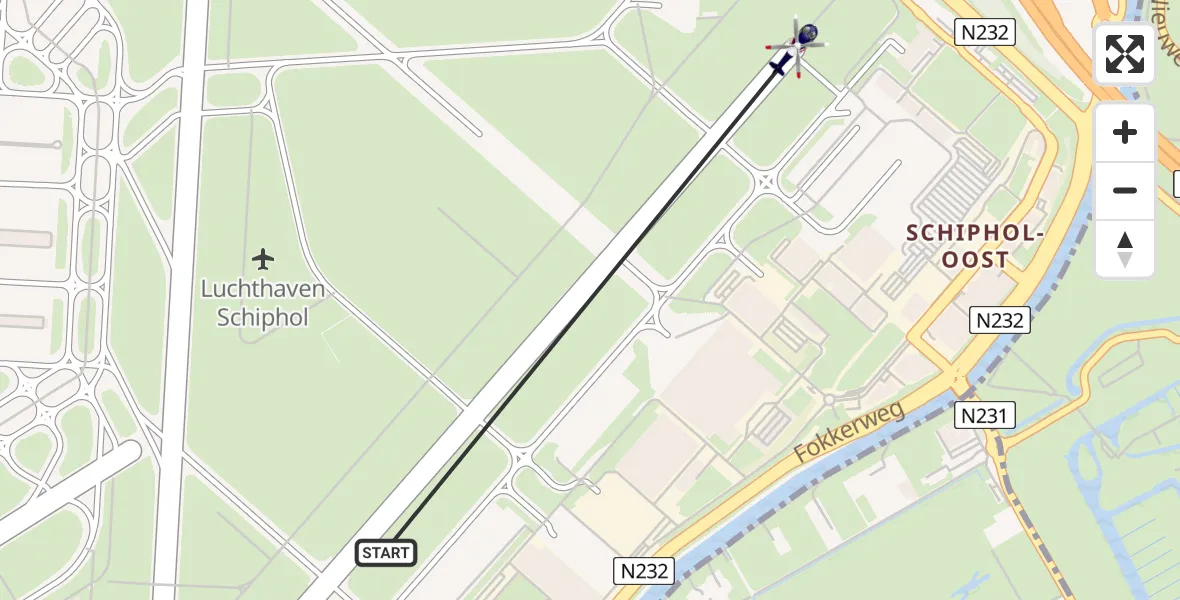 Vluchtroute Politiehelikopter van Schiphol naar Schiphol