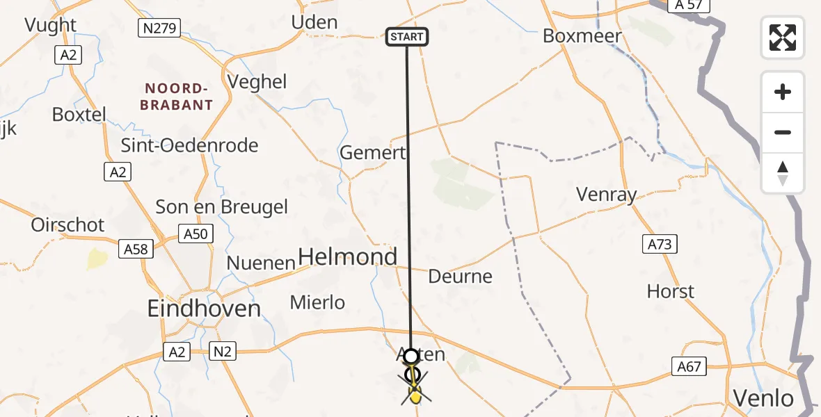 Routekaart van de vlucht: Lifeliner 3 naar Asten