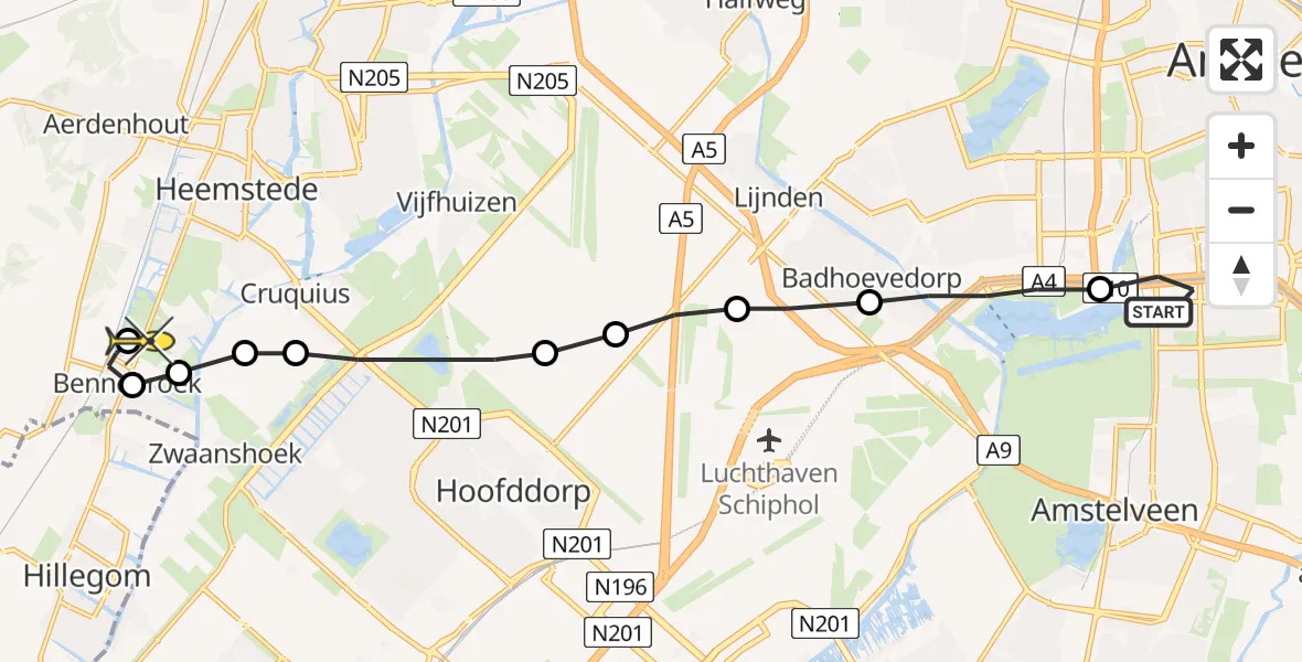 Routekaart van de vlucht: Lifeliner 1 naar Heemstede