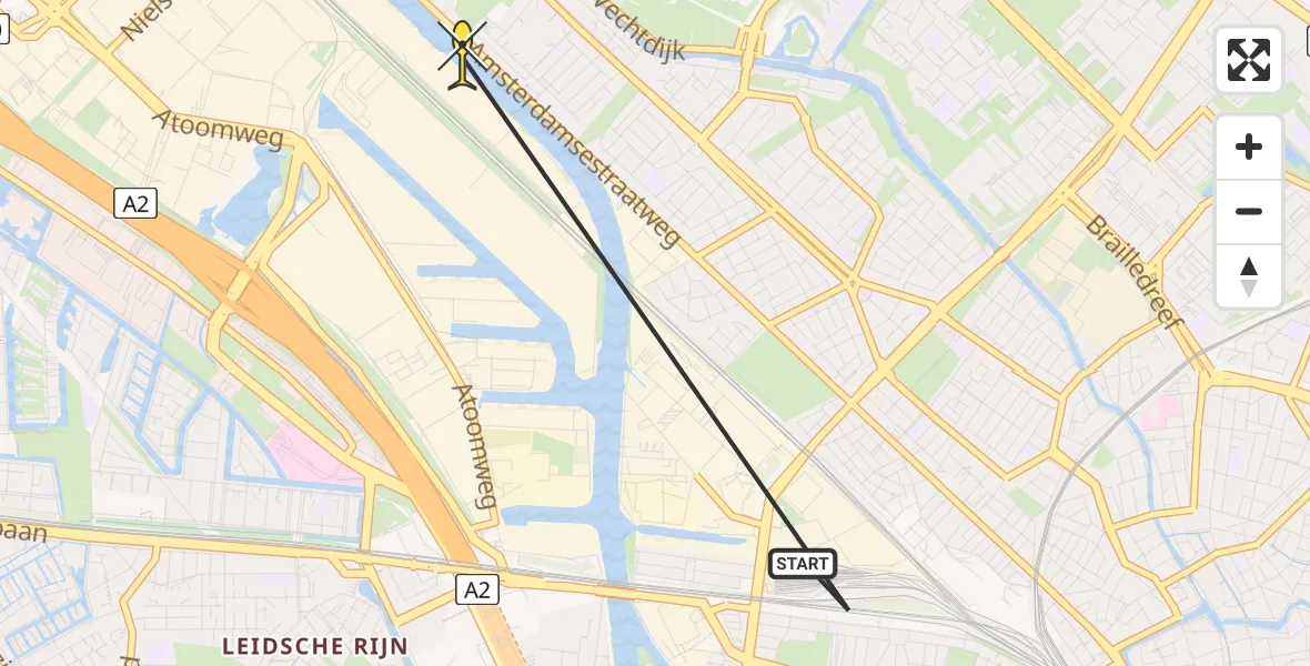 Routekaart van de vlucht: Politiehelikopter naar Utrecht