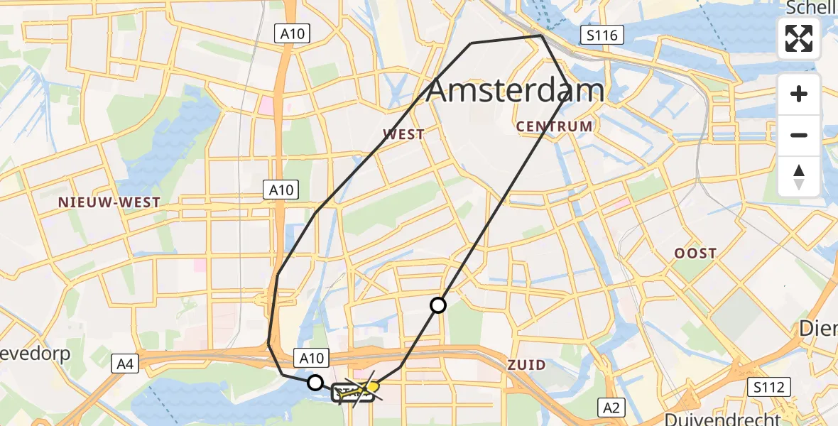 Routekaart van de vlucht: Lifeliner 1 naar VU Medisch Centrum Amsterdam