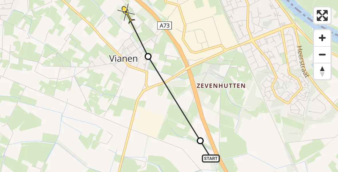 Routekaart van de vlucht: Lifeliner 3 naar Vianen NB