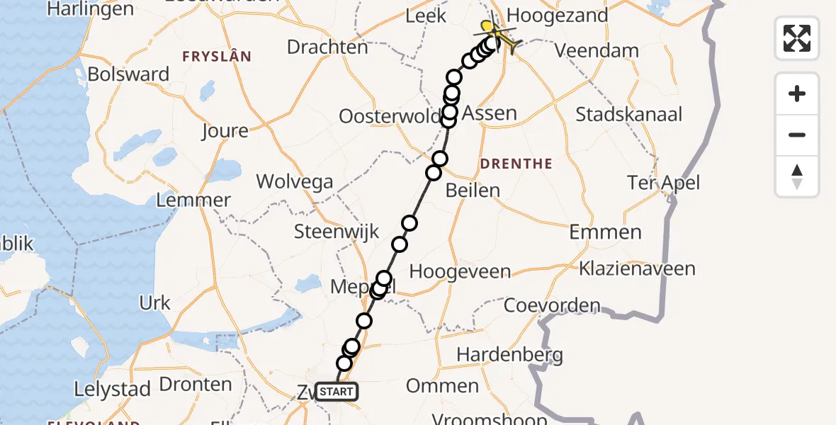 Routekaart van de vlucht: Lifeliner 4 naar Groningen Airport Eelde