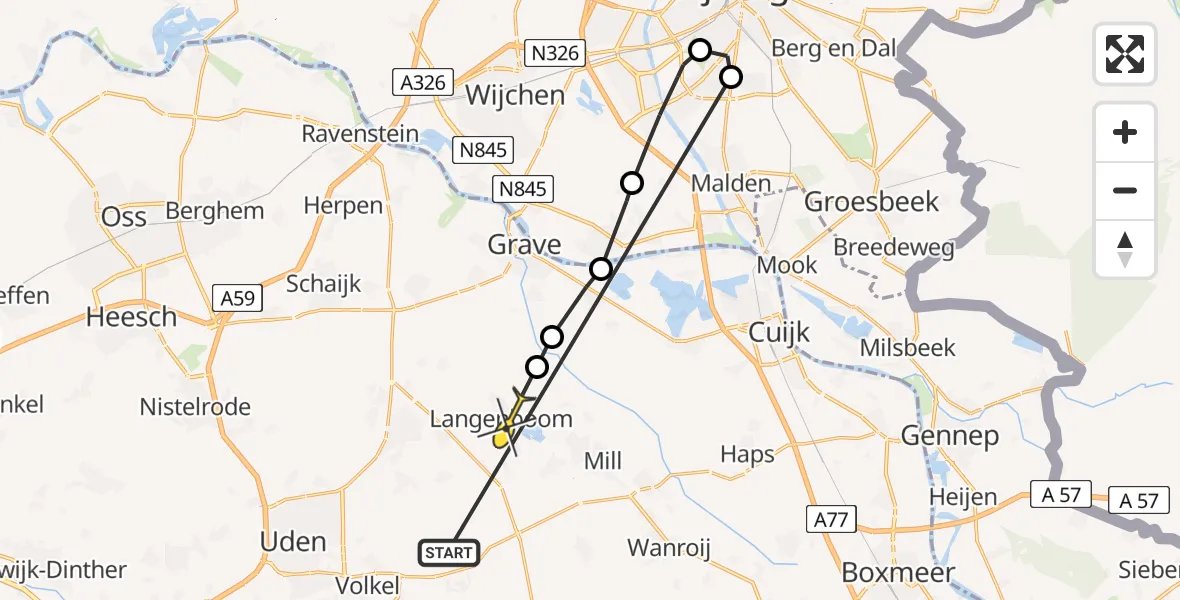 Routekaart van de vlucht: Lifeliner 3 naar Langenboom