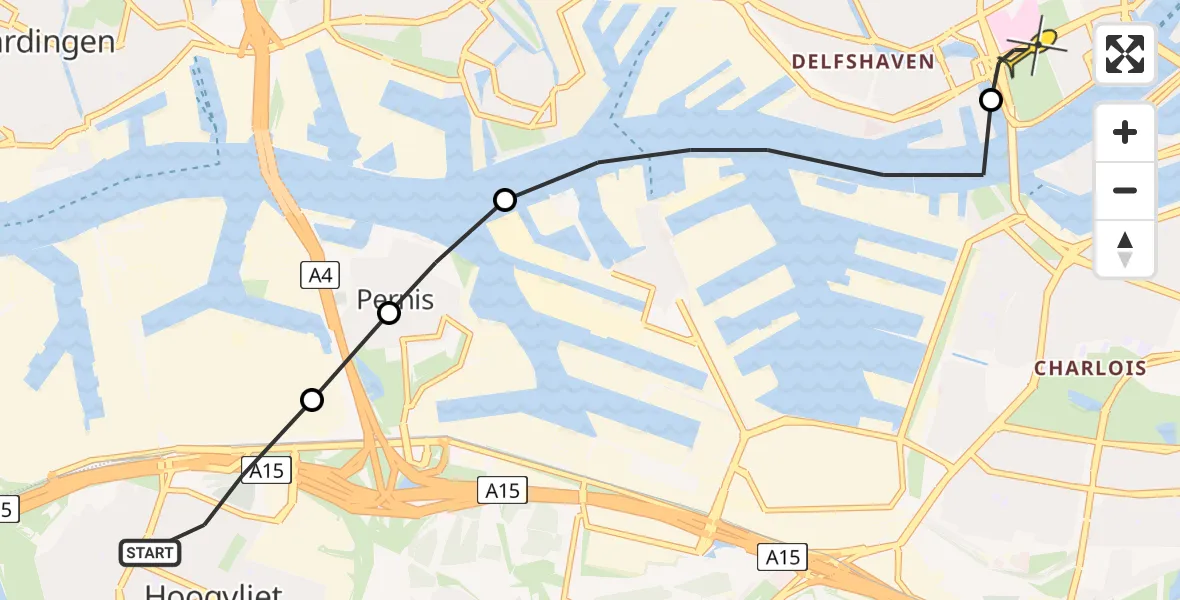 Routekaart van de vlucht: Lifeliner 2 naar Erasmus MC