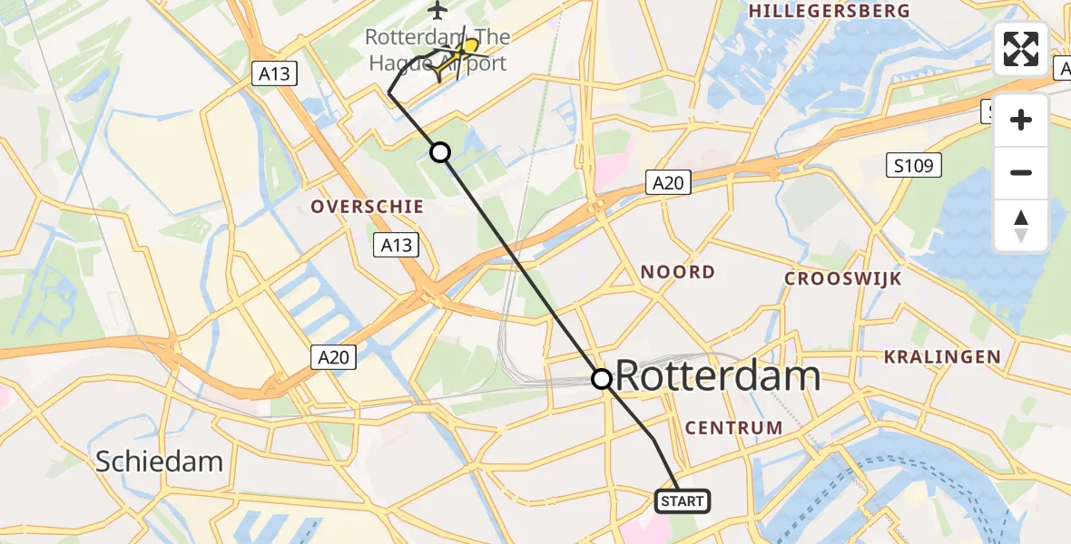 Routekaart van de vlucht: Lifeliner 2 naar Rotterdam The Hague Airport