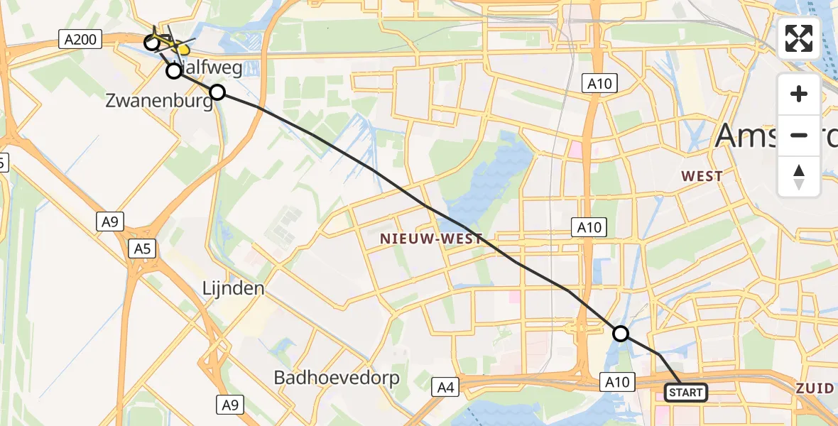 Routekaart van de vlucht: Lifeliner 1 naar Halfweg