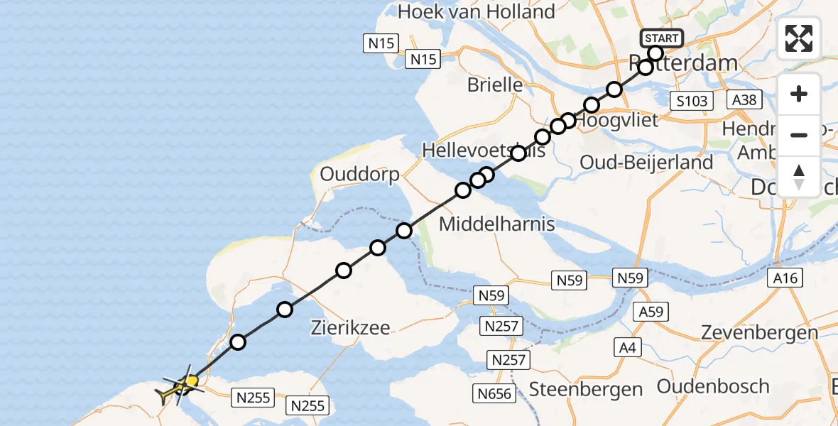 Routekaart van de vlucht: Lifeliner 2 naar Vrouwenpolder