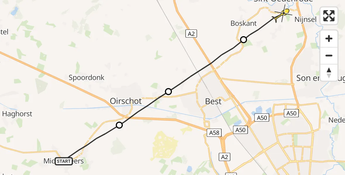 Routekaart van de vlucht: Lifeliner 3 naar Sint-Oedenrode