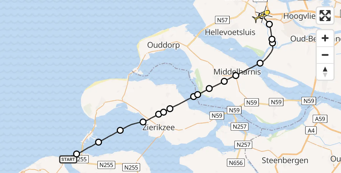 Routekaart van de vlucht: Lifeliner 2 naar Heenvliet