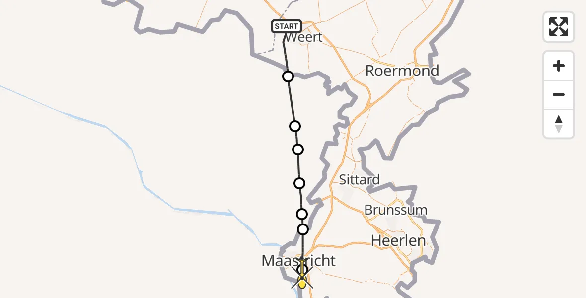 Routekaart van de vlucht: Lifeliner 3 naar Maastricht