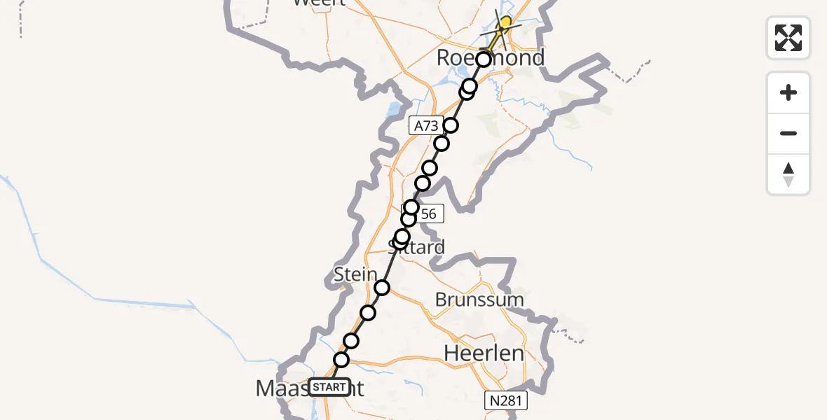 Routekaart van de vlucht: Lifeliner 3 naar Swalmen