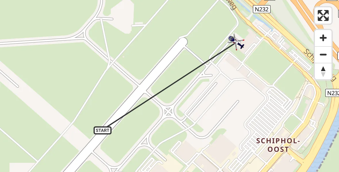 Vluchtroute Politiehelikopter van Schiphol naar Schiphol