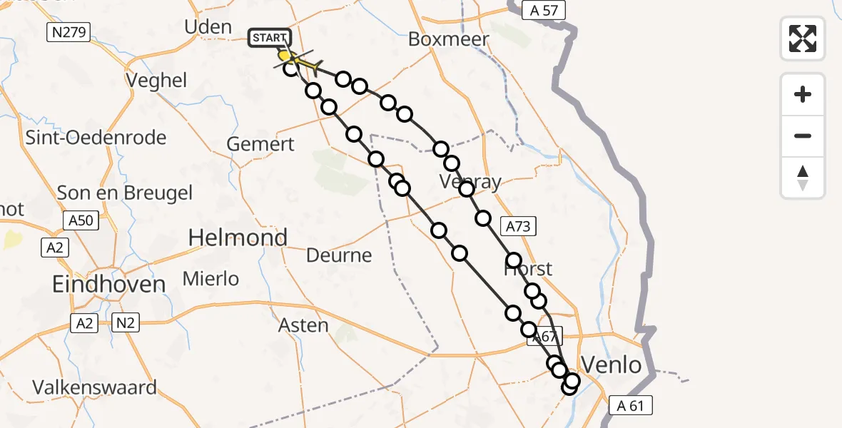 Routekaart van de vlucht: Lifeliner 3 naar Odiliapeel