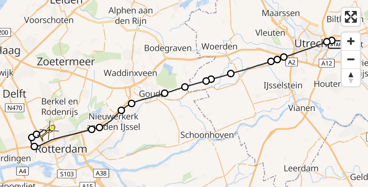 Routekaart van de vlucht: Lifeliner 2 naar Rotterdam The Hague Airport