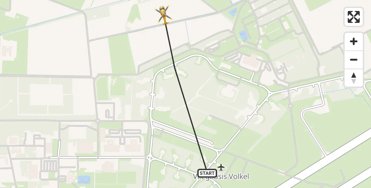 Vluchtroute Traumahelikopter Vliegbasis Volkel - Vliegbasis Volkel, 05 juni 2022, 04:35