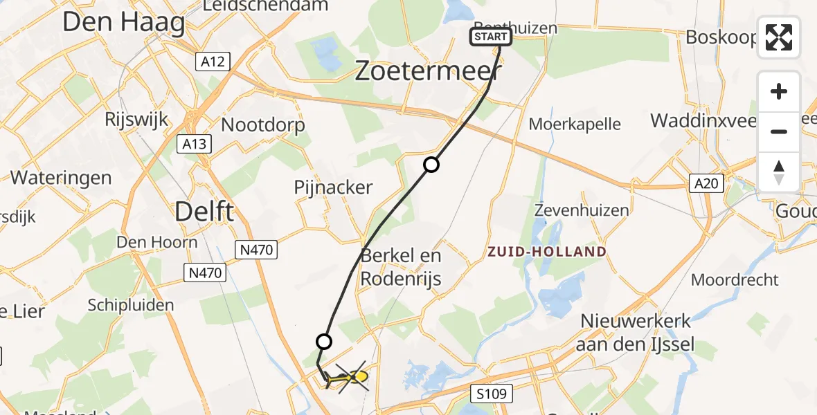 Routekaart van de vlucht: Lifeliner 2 naar Rotterdam The Hague Airport