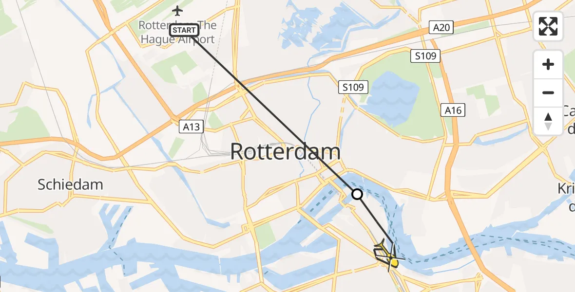 Routekaart van de vlucht: Lifeliner 2 naar Rotterdam