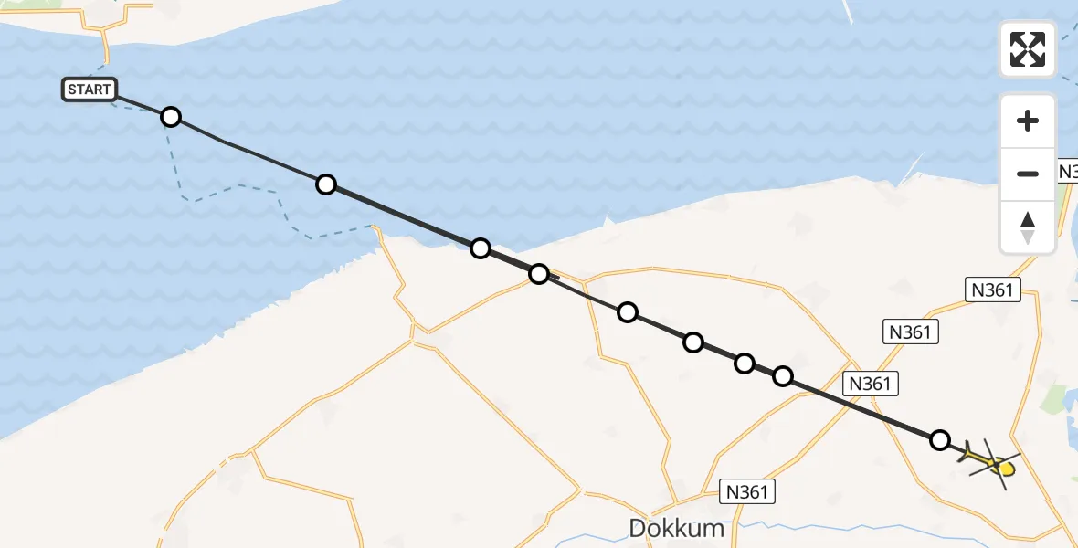 Routekaart van de vlucht: Ambulancehelikopter naar Ee