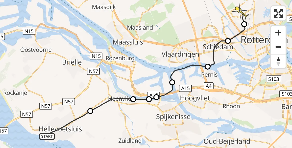 Routekaart van de vlucht: Lifeliner 2 naar Rotterdam The Hague Airport