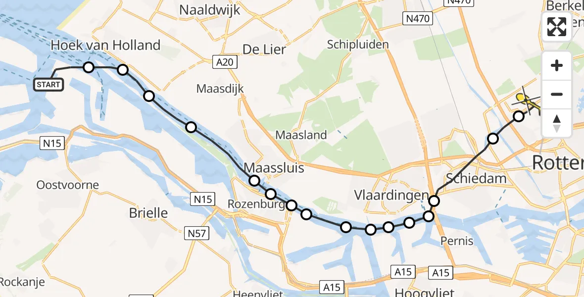 Routekaart van de vlucht: Lifeliner 2 naar Rotterdam The Hague Airport