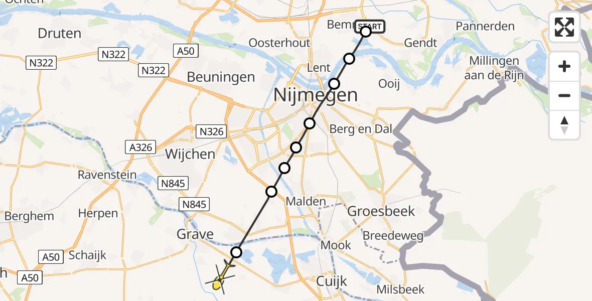 Routekaart van de vlucht: Lifeliner 3 naar Gassel