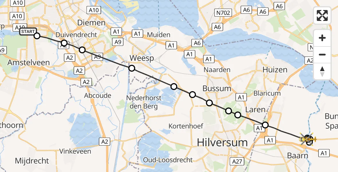 Vluchtroute Traumahelikopter VU Medisch Centrum Amsterdam - Eemnes, 06 juni 2022, 08:25
