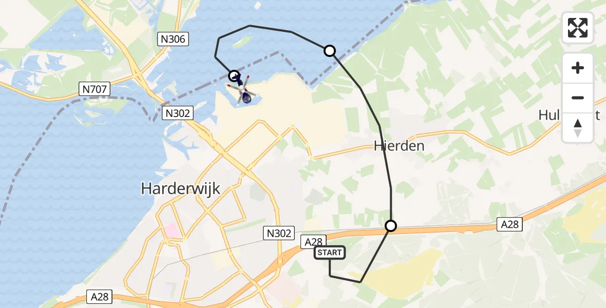 Vluchtroute Politiehelikopter Harderwijk - Harderwijk, 06 juni 2022, 08:25