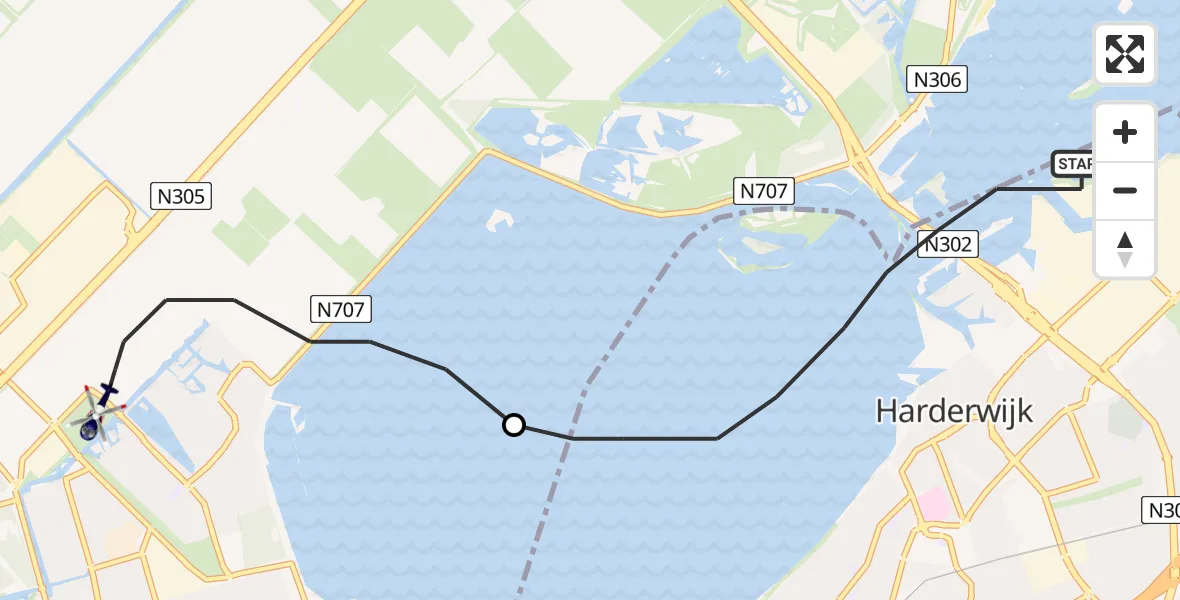 Vluchtroute Politiehelikopter Harderwijk - Zeewolde, 06 juni 2022, 08:41