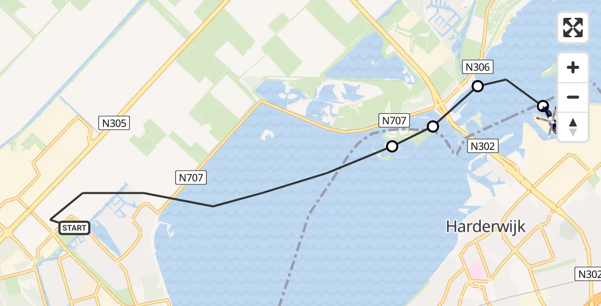 Vluchtroute Politiehelikopter Zeewolde - Harderwijk, 06 juni 2022, 08:47